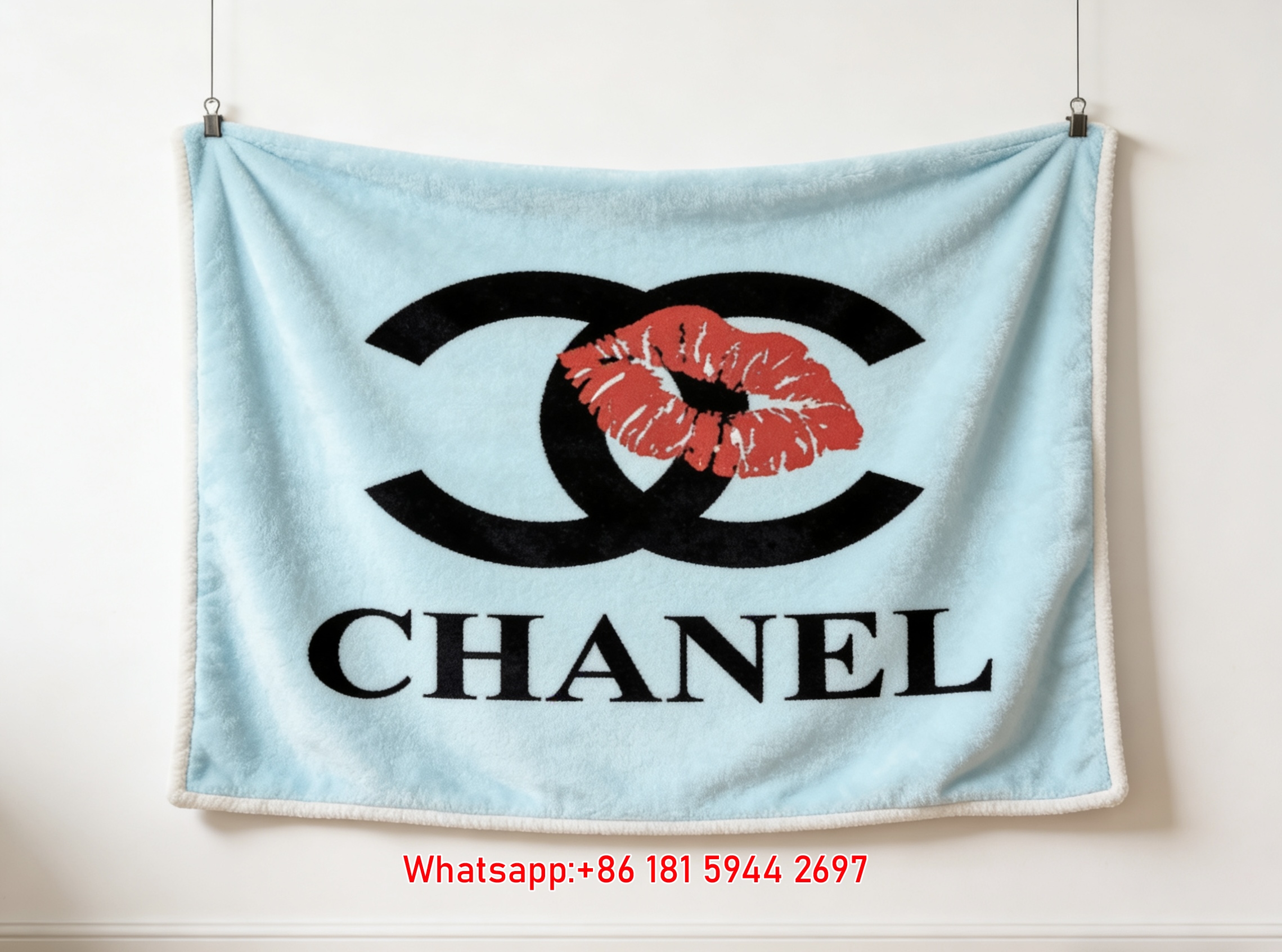 Luxury Flannel Throw Blanket with Chanel Inspired Wall Art Decor IMG_7283